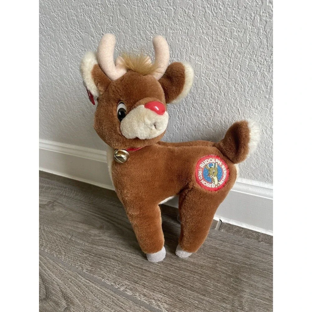 Vintage applause Rudolph Red Nose Reindeer With Original Ear Tag plush 12” EUC
