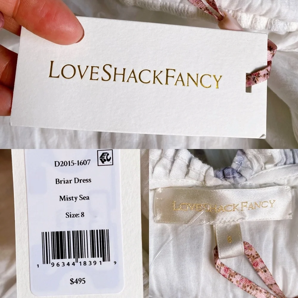 🐚 LOVE SHACK FANCY PURPLE WHITE SILVER BRIAR DRESS IN MISTY SEA!