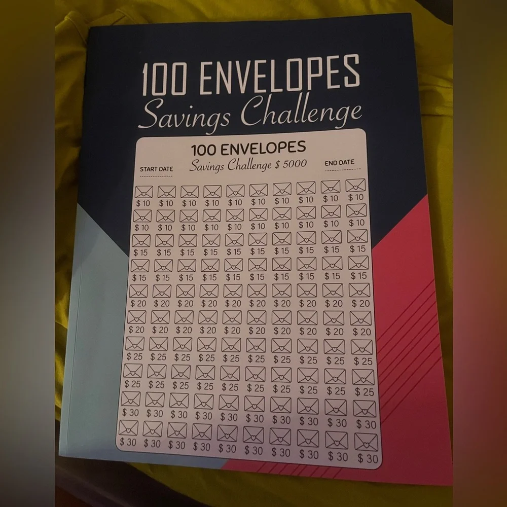 100 envelope saving challenge notebook