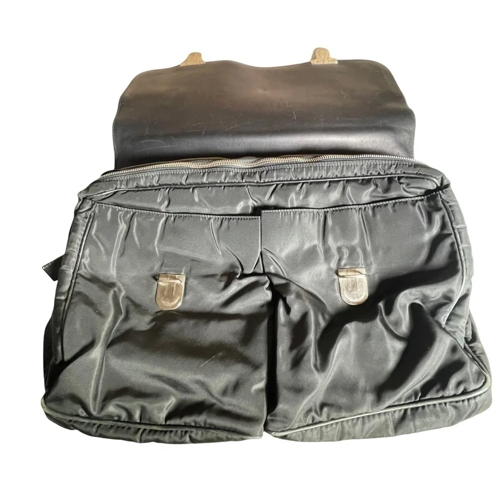 PRADA Nylon & Leather Double Snap Briefcase