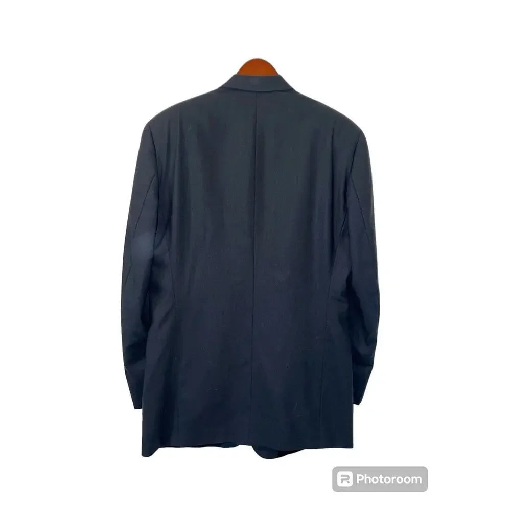 Joseph Feiss International Men's Suit Jacket Size 42 L Black Wool W/Pockets
