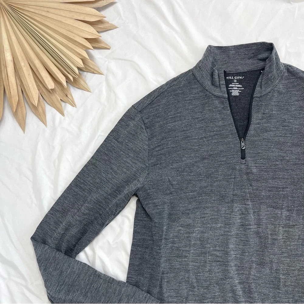 Hill City Seamless Grey 1/2 or 1/4 Zip Pullover Mock Neck Long Sleeve Pullover