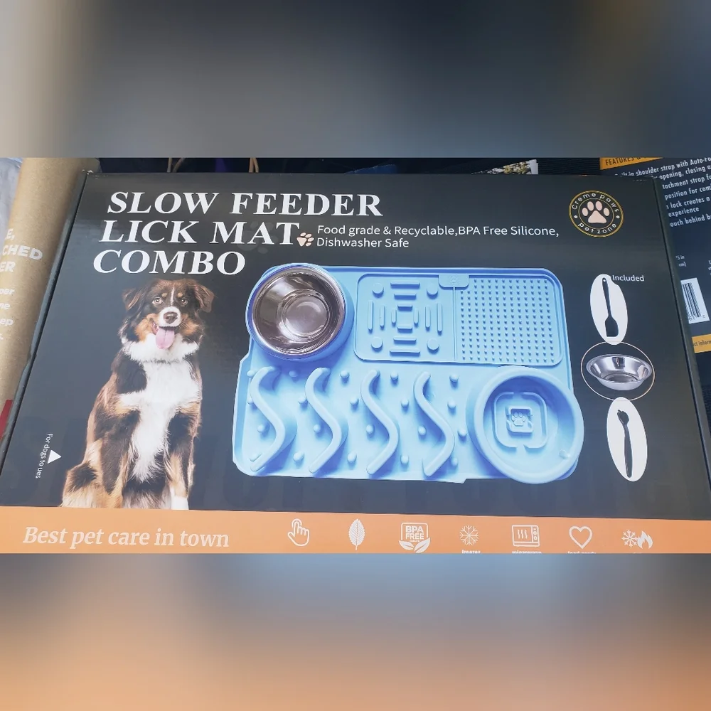 Pet Slow Feeder Lick Mat Combo Set NIB