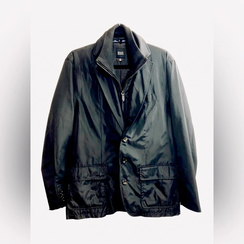Black Saks Fifth Avenue Water Repellent Blazer Coat Jacket Mens Small Workwear