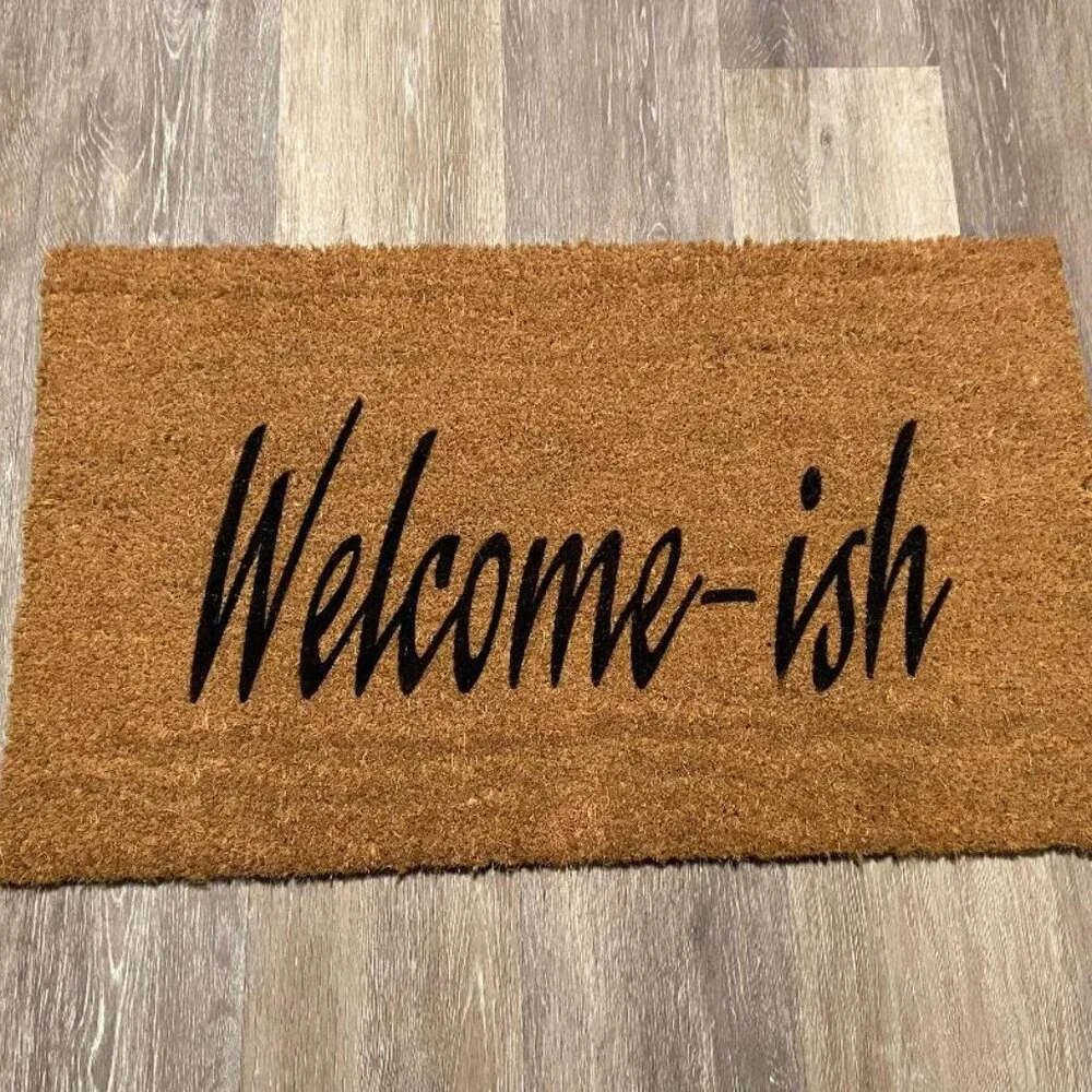 Welcome-ish decorative coir doormat