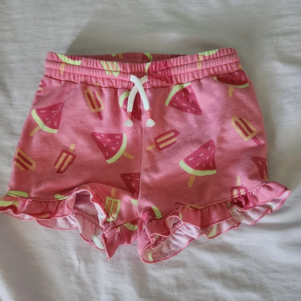 Okie dokie pink watermelon shorts 3T toddler girl ruffle stretch