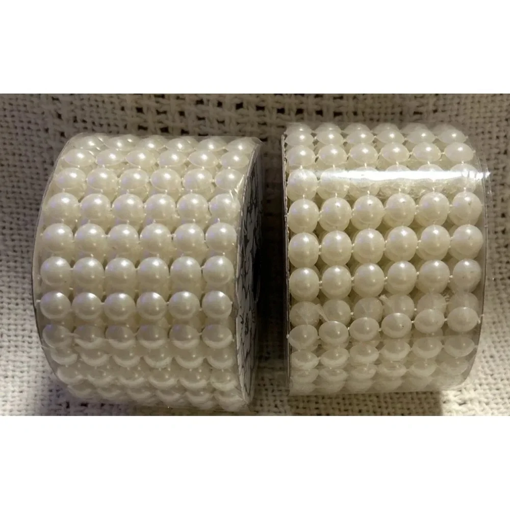 Lot Of 2 New Sealed Faux Pearl Gift Wrapping Trim
