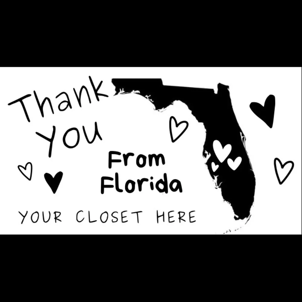 100 Personalized Thank You Thermal Stickers Your State Closet Name Green or Pink
