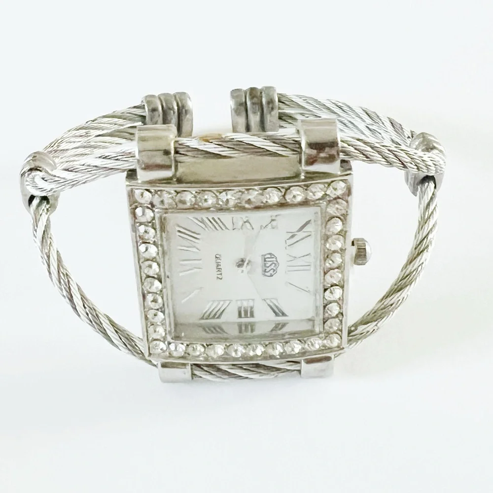 New Watch Bracelet 25mm Square Case Crystal Bezel Quartz