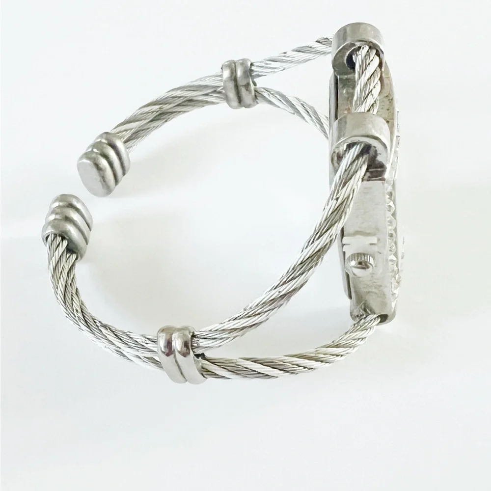 New Watch Bracelet 25mm Square Case Crystal Bezel Quartz