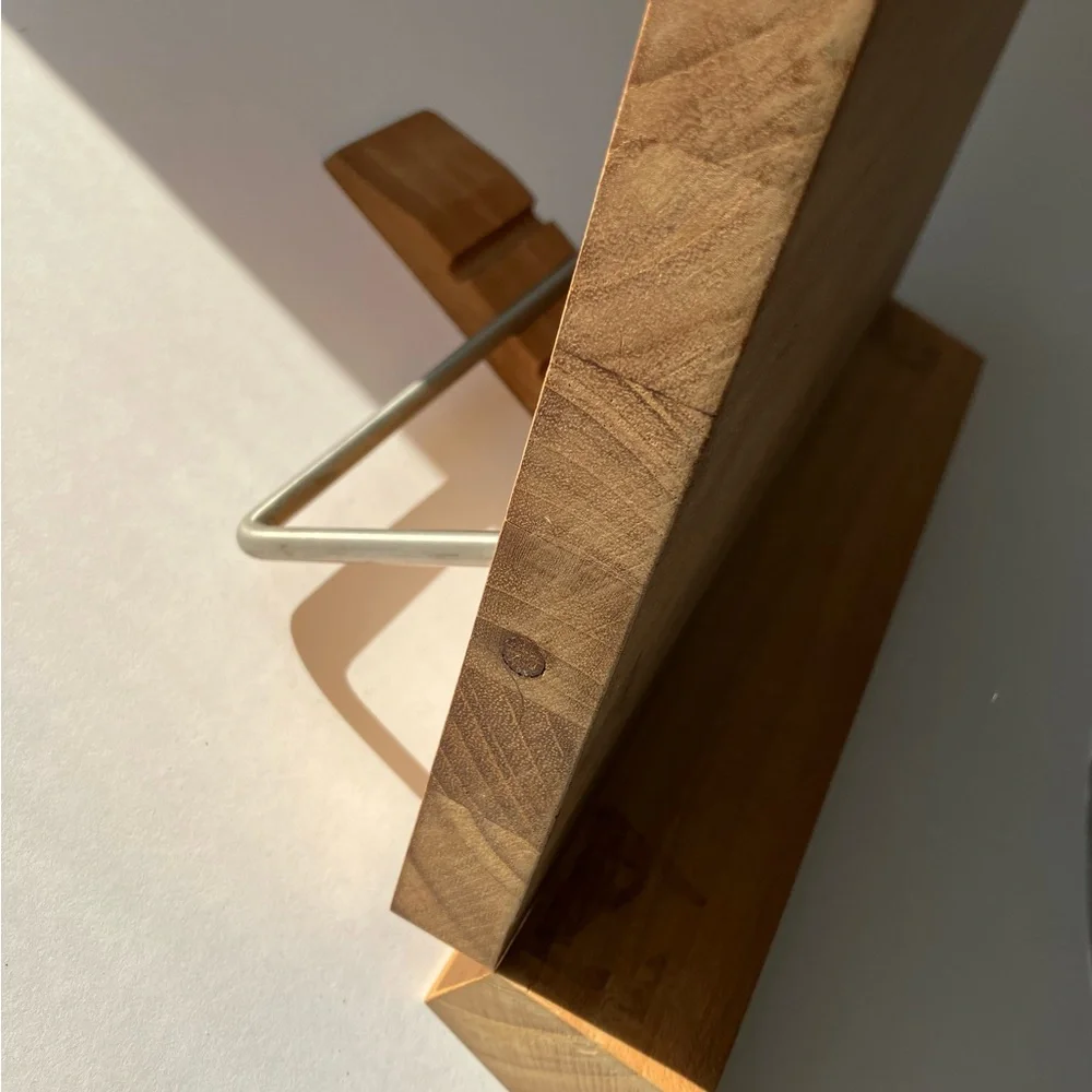Crate & Barrel FSC Certified Teak Book Holder Wood Cookbook Stand