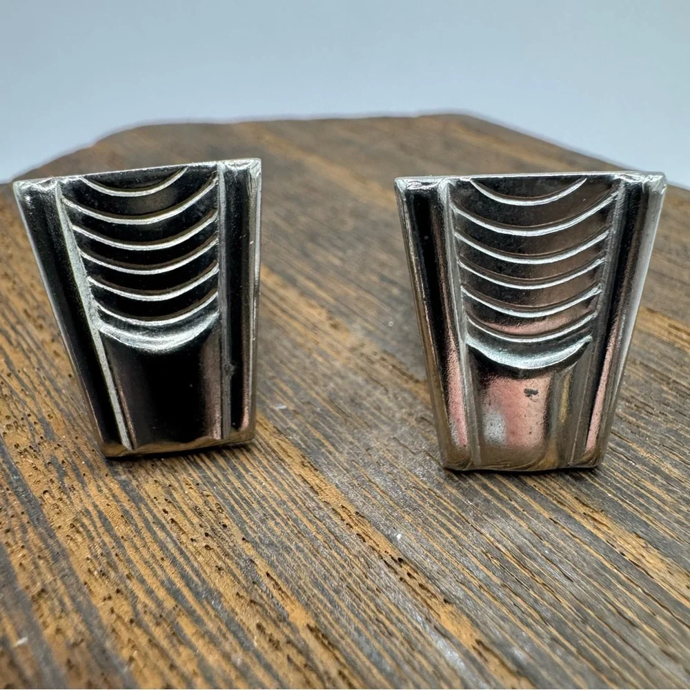 Vintage art deco style silver tone men’s cufflinks