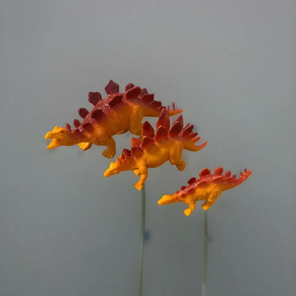 Lot Of Three Stegosaurus Plastic Figures Dinosaur Family Diorama Approx 2 Inch