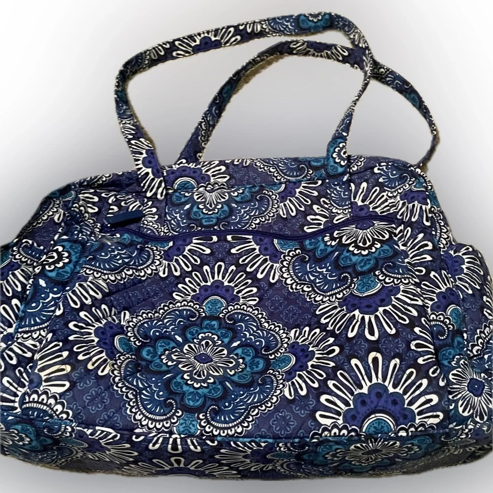 Vera Bradley Quilted Blue Floral Travel Tote Diaper Bag Carryall NWT