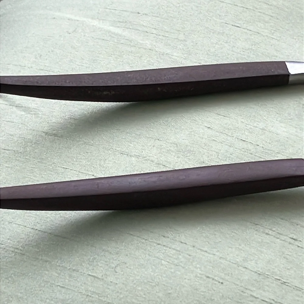 Vintage Ekco Eterna Canoe Muffin 2 pc Elegant Faux Rosewood Handle SERVING SET