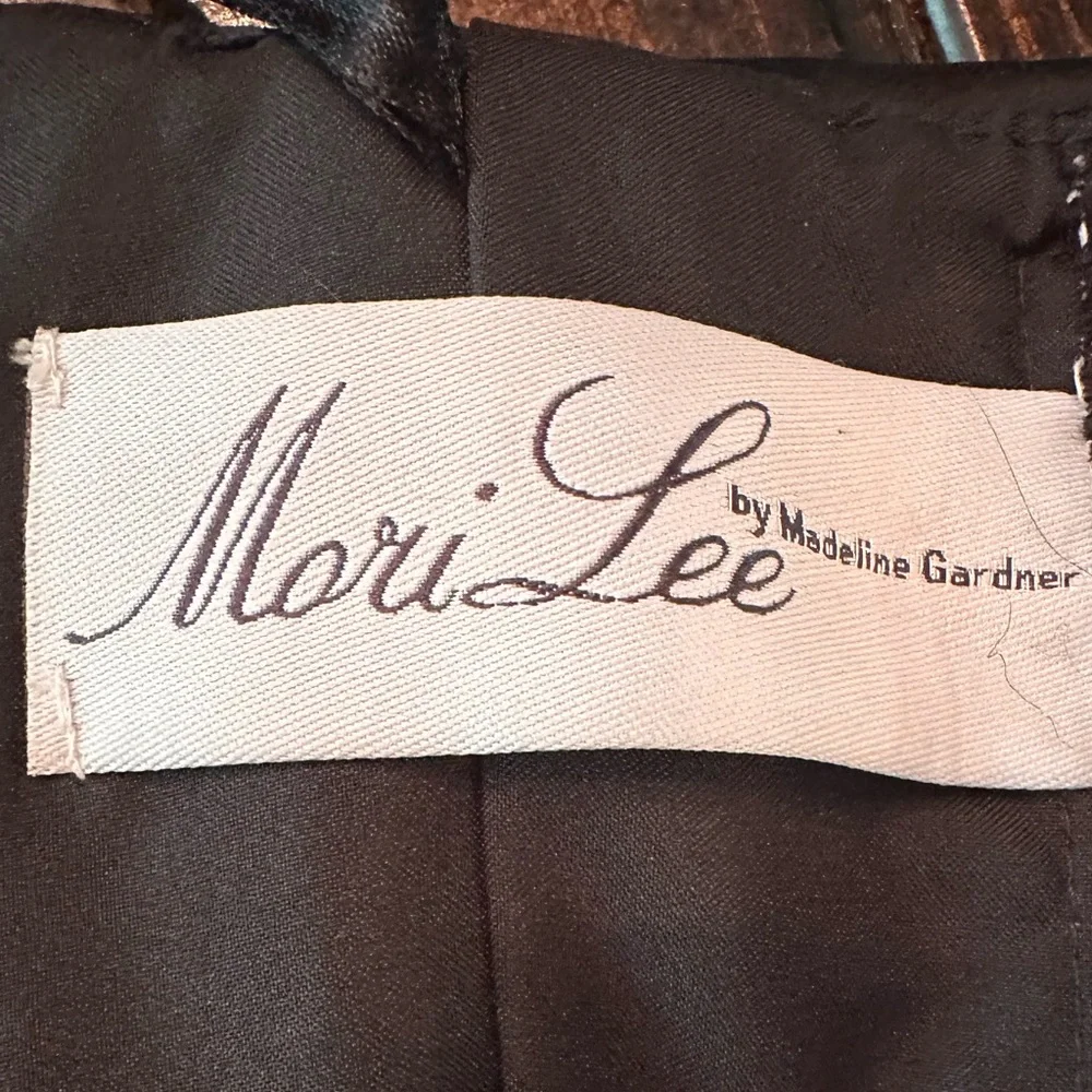 Vintage Mori Lee by Madeline Gardner black strapless sheer zipper 3/4 dress