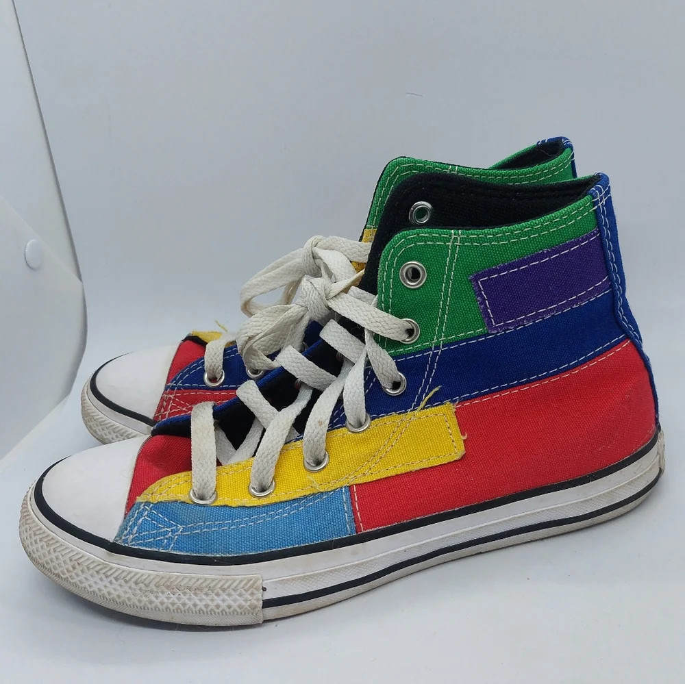 Converse Chuck Taylor All Star High Top Sneaker Patchwork Multicolor Youth Sz 3
