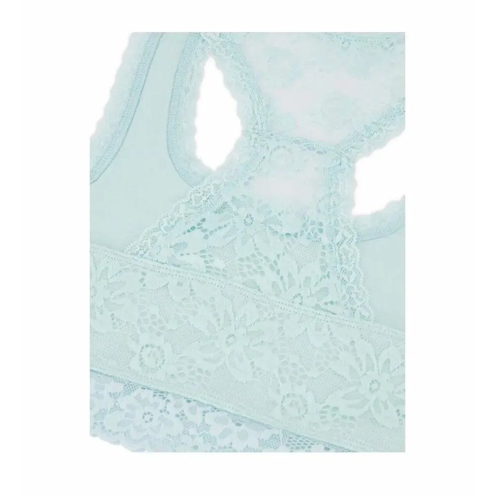 Justice Mint Green Aqua Full Coverage Racerback Floral Lace Bralette Size 30