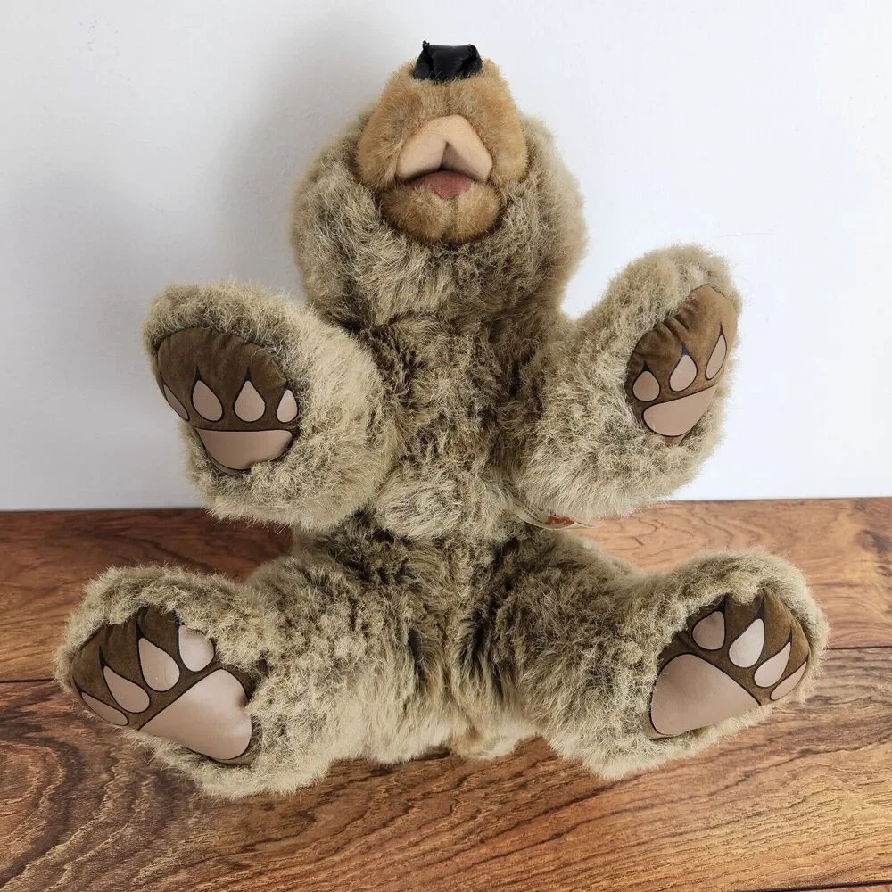 Vintage Folkmanis Bear Puppet Folk Tails Large Cute Furry Plush Light Brown 16”