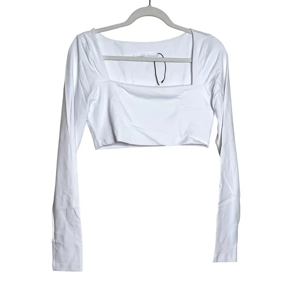 Susana Monaco Micro Square Neck Top in Sugar White NWT Size Medium