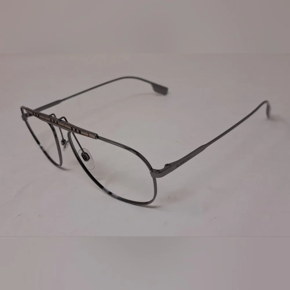 Burberry Men's Aviator Sunglasses Frames Only Pilot Check Metal B3121 59-17-145