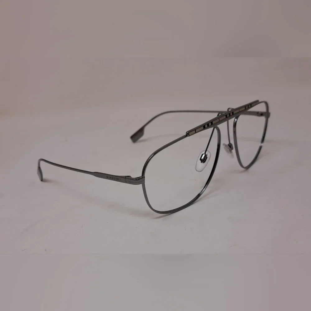Burberry Men's Aviator Sunglasses Frames Only Pilot Check Metal B3121 59-17-145