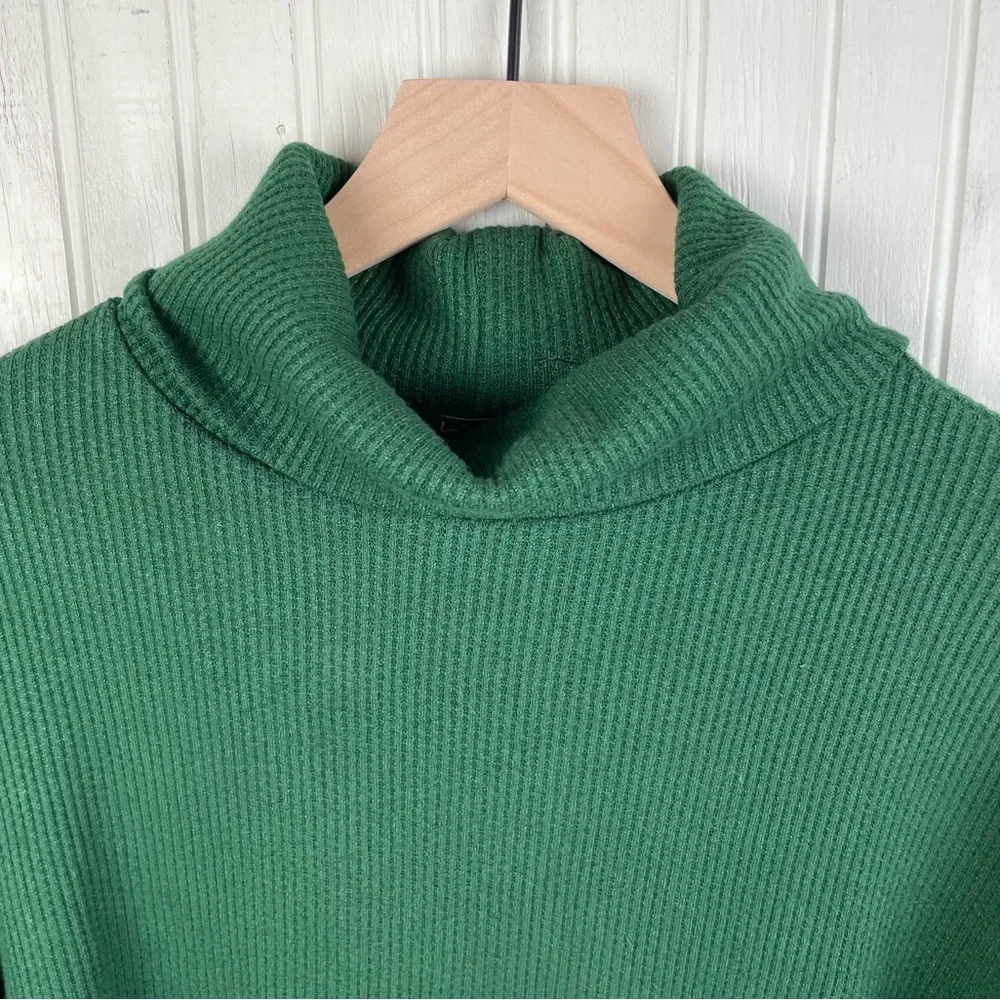 Lulus Seasonal Essential Green Waffle Knit Turtleneck Long Sleeve Top Size Small