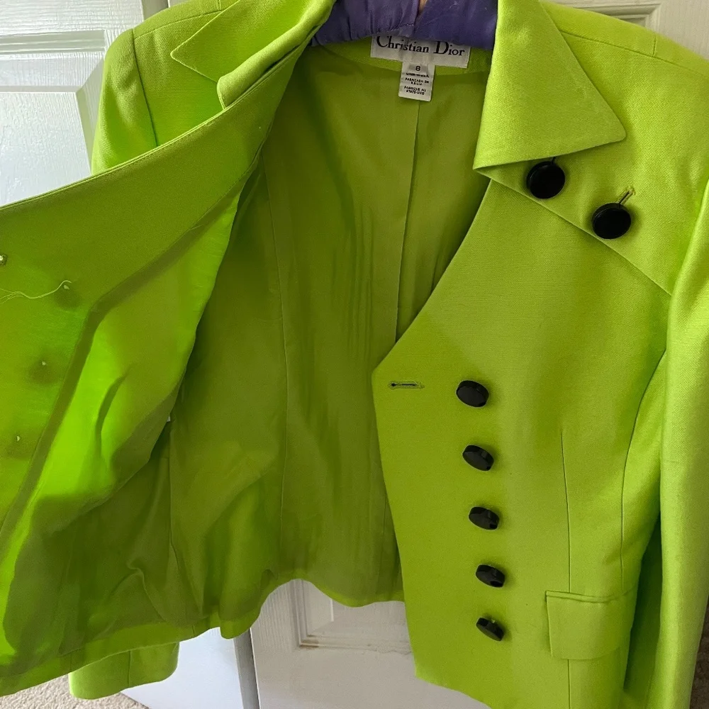 COPY - Vintage Dior Neon Green Blazer & Skirt - Size 8