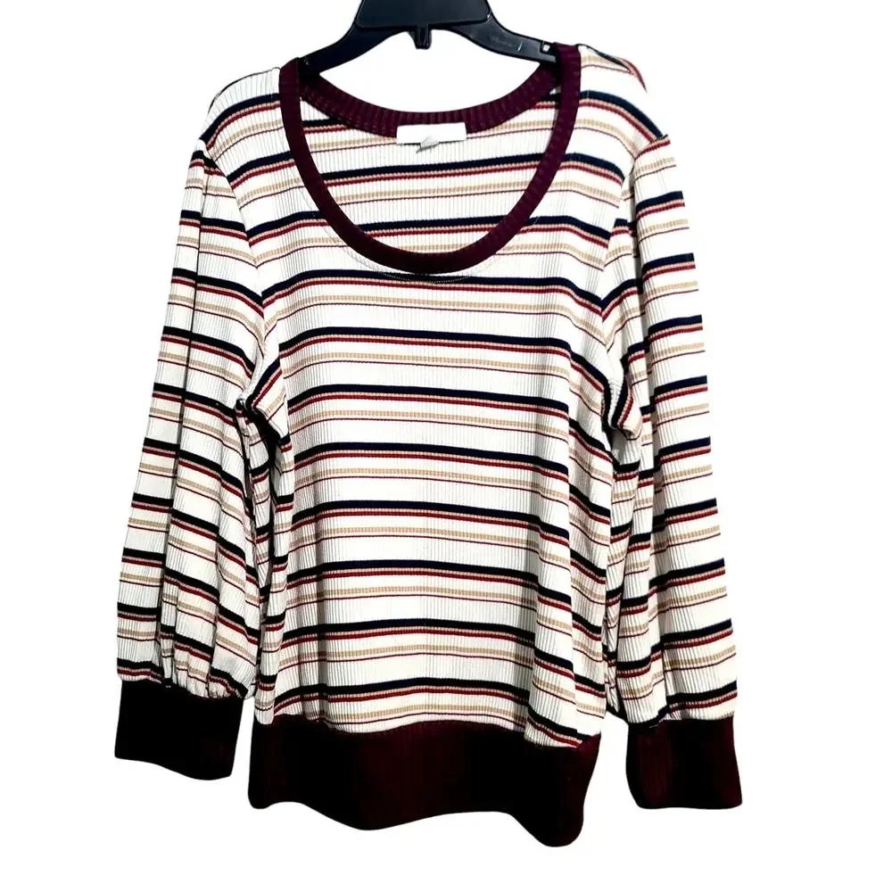 Anthropologie Eri + Ali Striped Ribbed Sweater