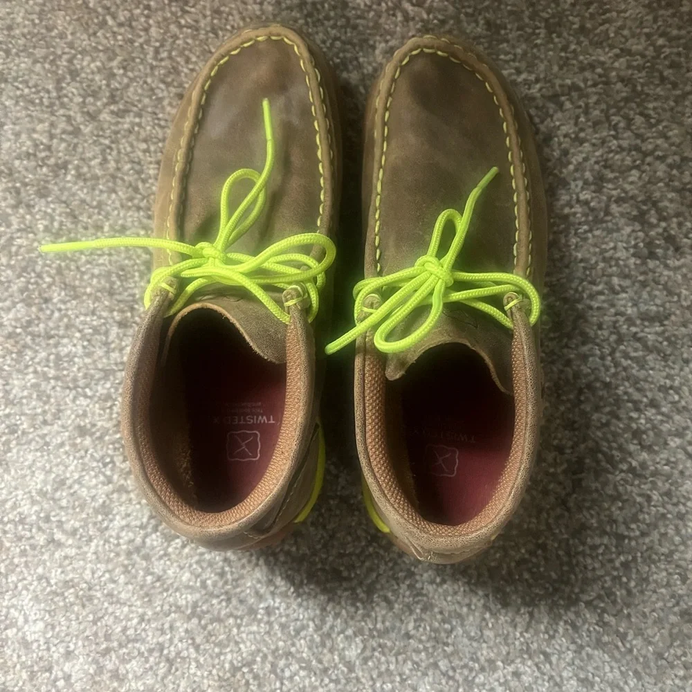 Kids Brown and Neon Green twisted x
