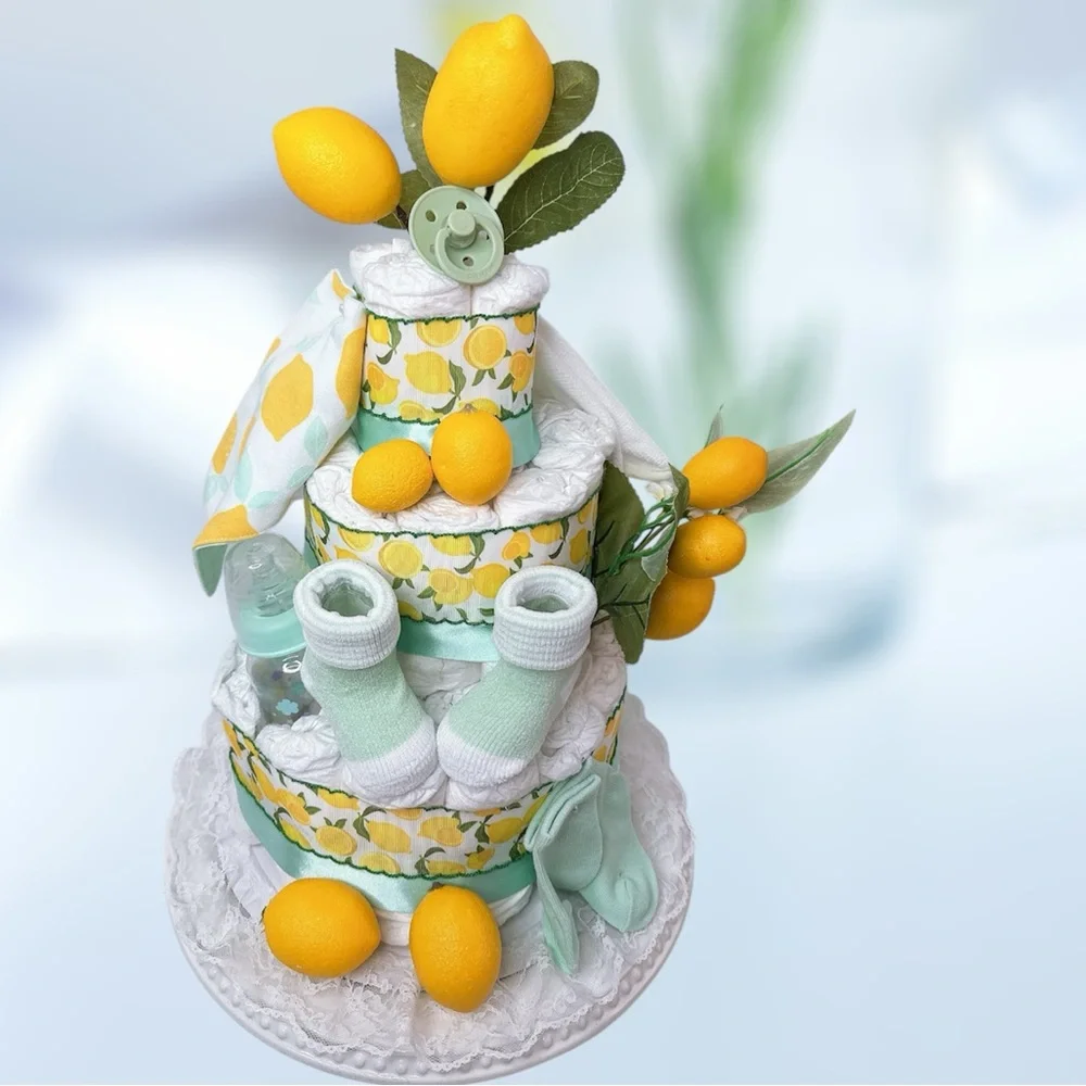 Lemon-Themed Diaper Cake, Baby Shower Gift