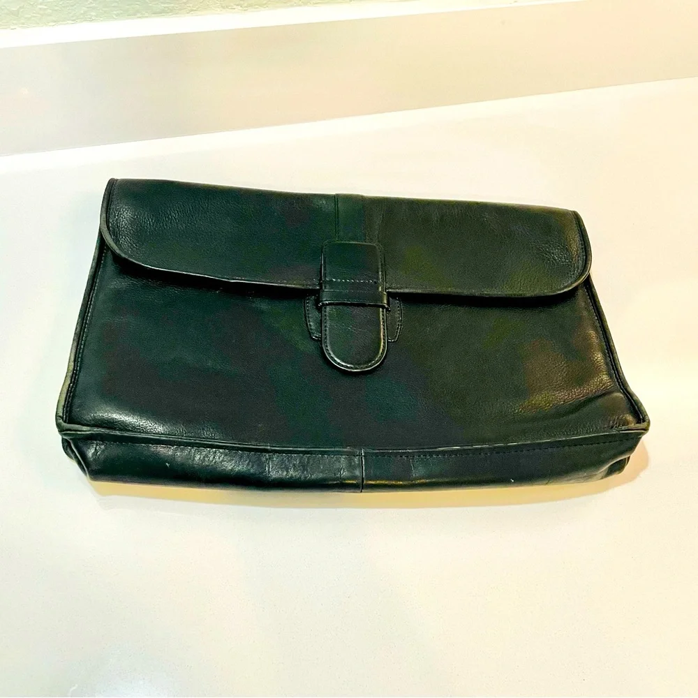 Large Black Leather Envelope Briefcase (no strap) Made in USA