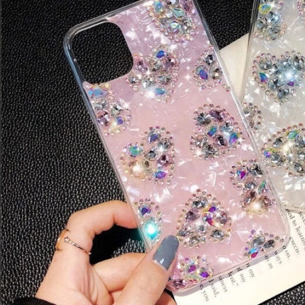 Pink bling crystal iphone X phone case