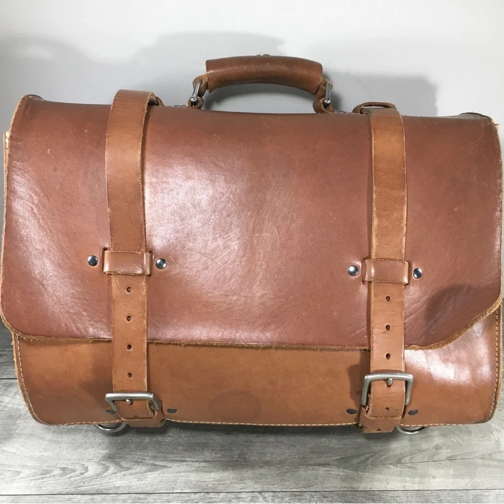 Kendal & Hyde Co Satchel Saddle Tanned Leather Shoulder Messenger Carryall Bag