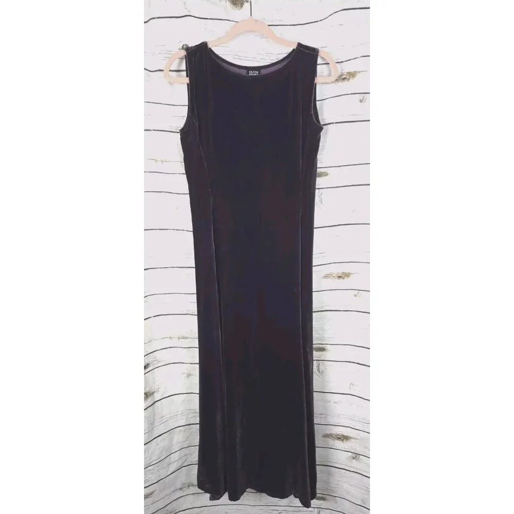 Eileen Fisher Purple Velvet Dress XS Silk Blend Whimsigoth Witchy