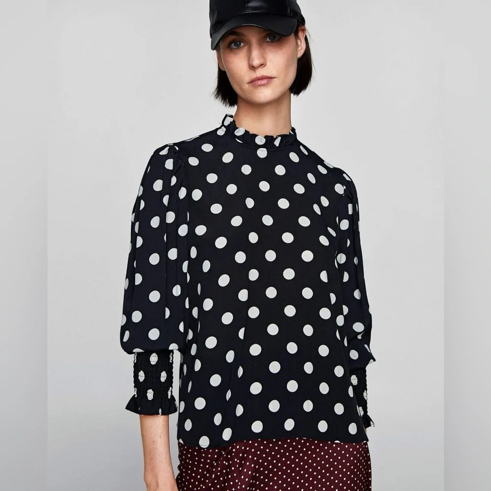 Zara discount smocked polka