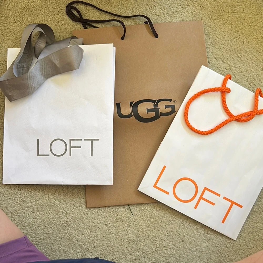 UGG and LOFT gift Bags Set 2 Loft medium size & 1 large ugg