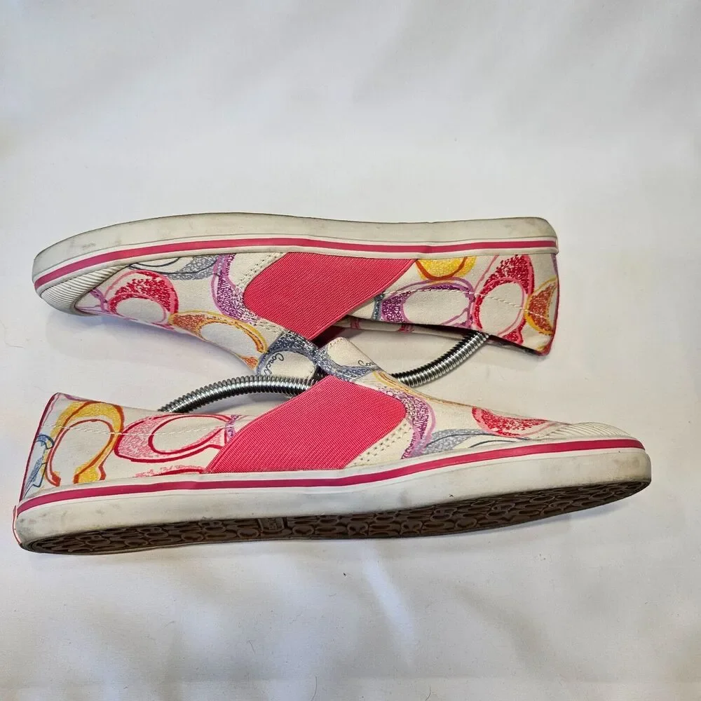 Coach Womens Kaycee Multicolor Poppy Monogram Slip On Shoes Size 7.5B Comfort