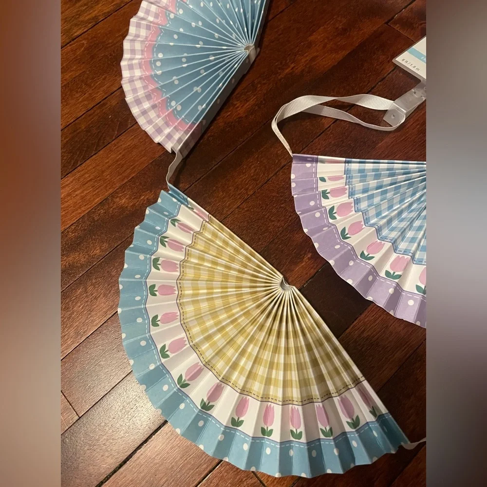 Colorful Easter Fan Garland Party Decoration,Baby Shower, Spring Decorations