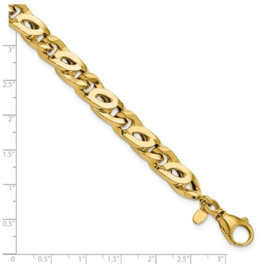 New, 14k Gold Men's Tiger's Eye Link Bracelet, 9 inches long