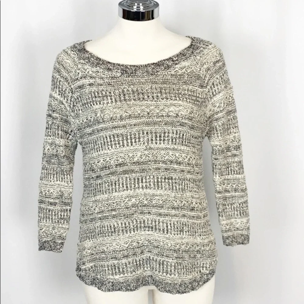 Lucky Brand Marled Gray & White Pullover Sweater
