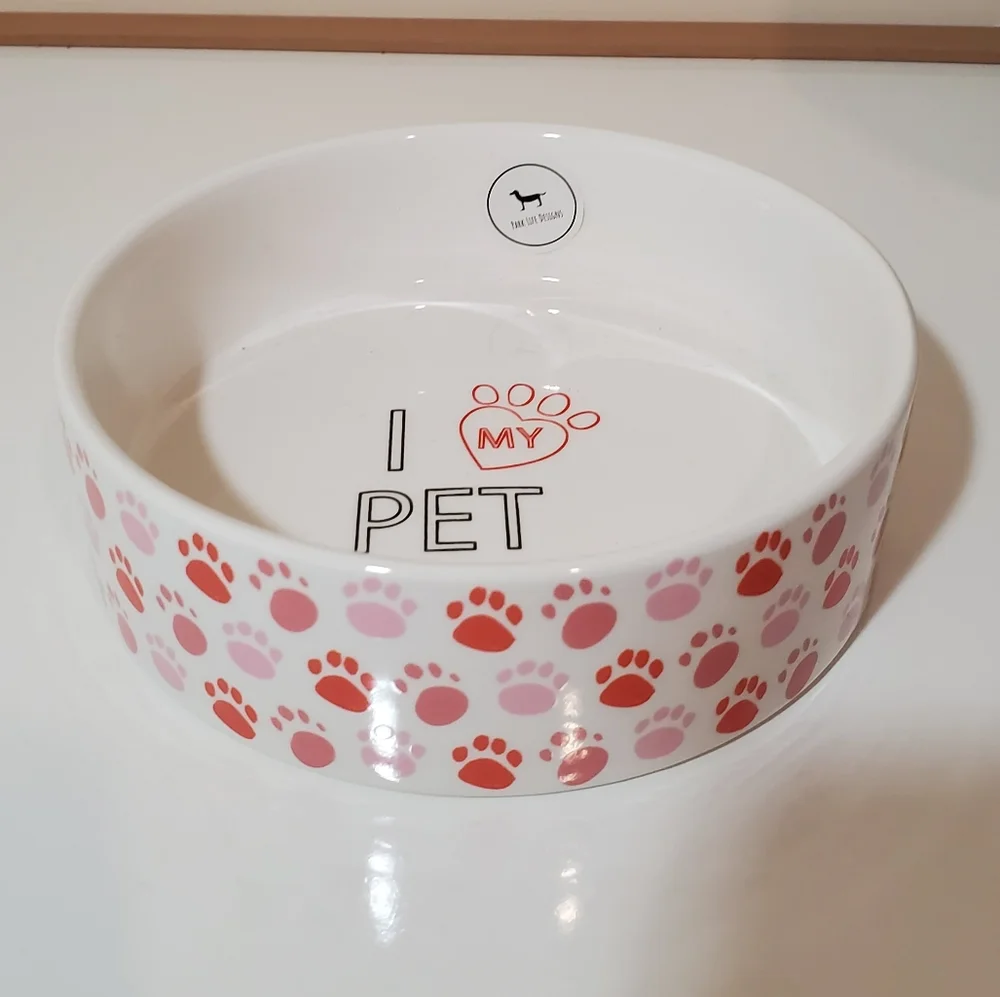 Park Life Designs White Paw Prints Pet Bowl