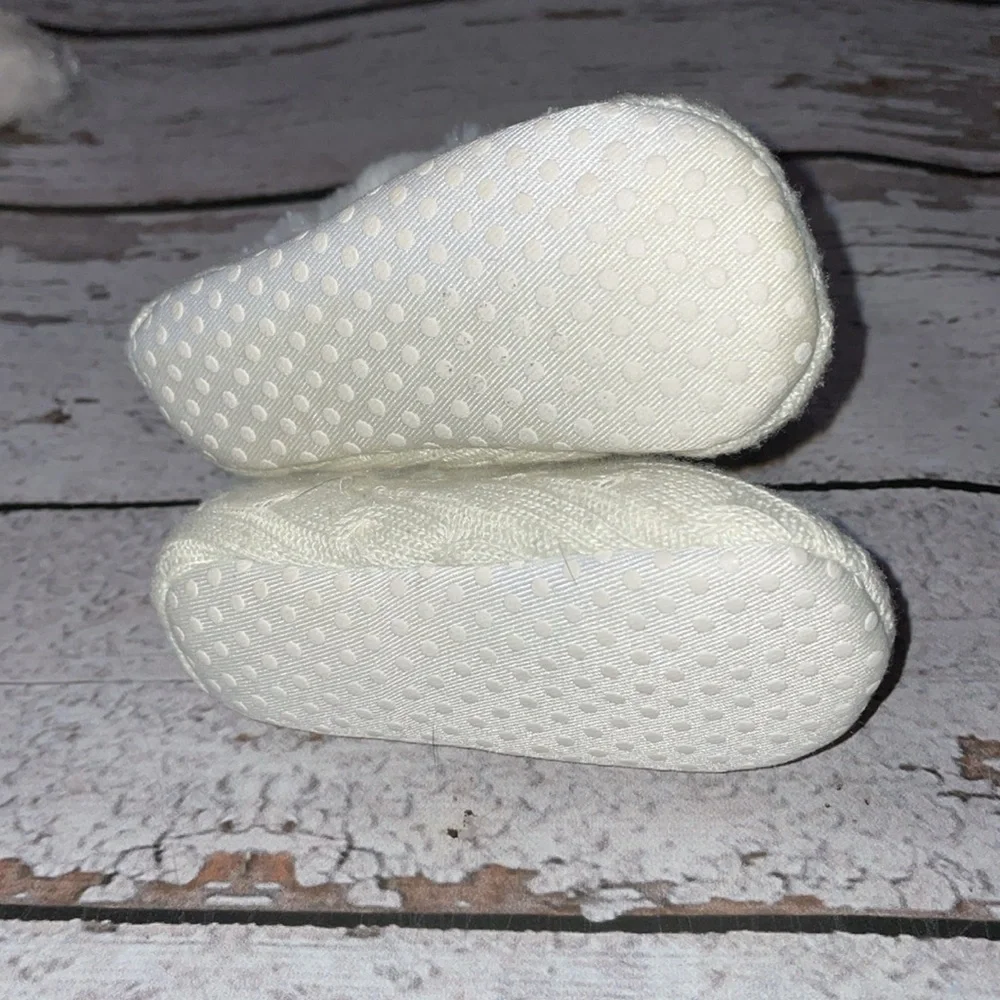 Knit & Faux Fur Baby Booties - Sz 4