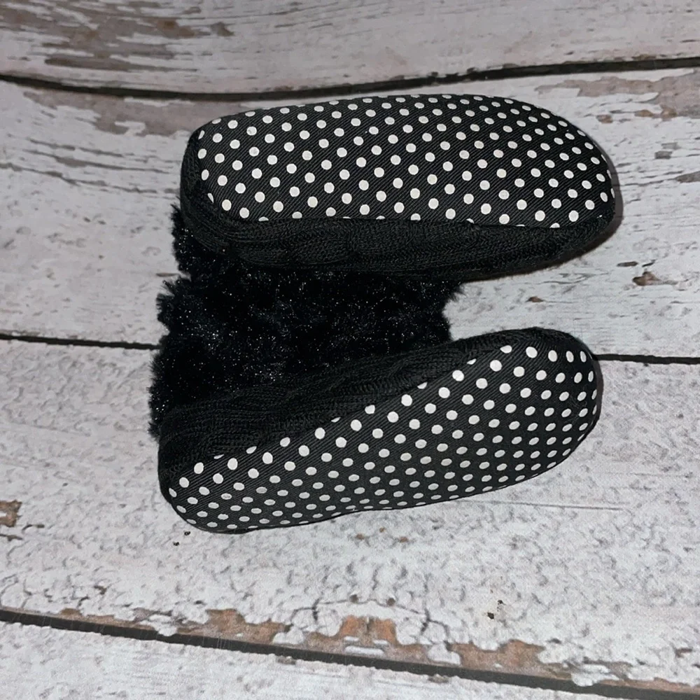 Knit & Faux Fur Baby Booties - Sz 4