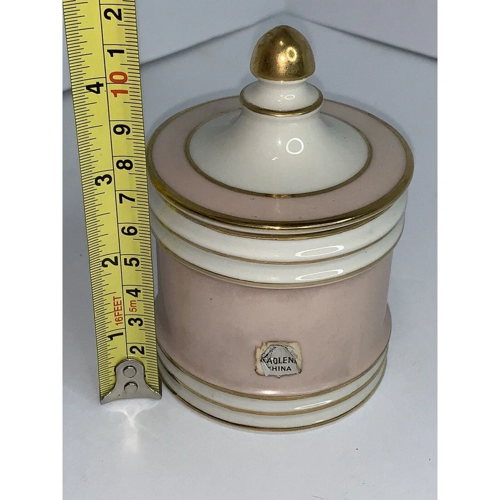 Vtg Fransiscan Canister Pottery Kaolena Vanity / Tea Pink Covered Jar 4.5