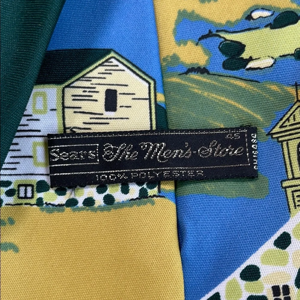 Sears The Mens Store vintage Scenic Print Silk Tie- General Store