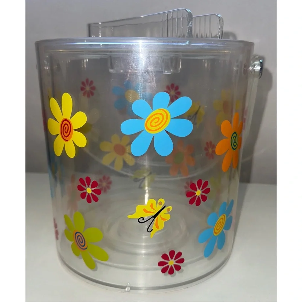 Vintage 90s/Y2K Acrylic Floral Ice Bucket