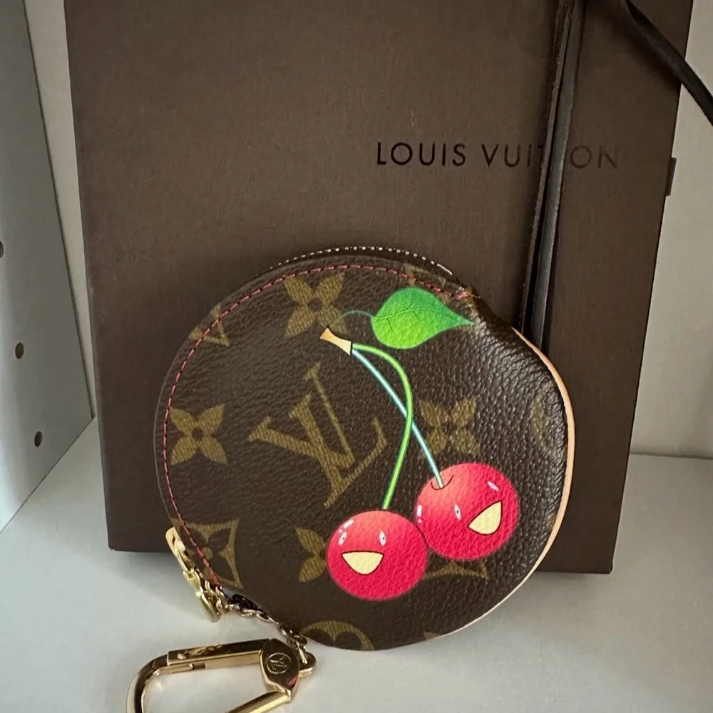 🍒 Murakami Louis Vuitton cherry bag charm coin purse! Cerises pouch