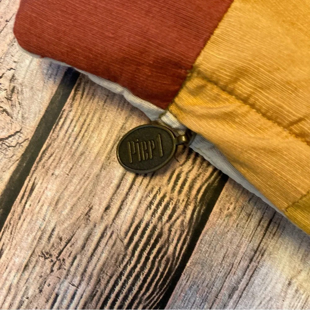 Pier 1 Imports Fall/Striped/Floral embroidered Accent Pillow Form 20” X 11.5”