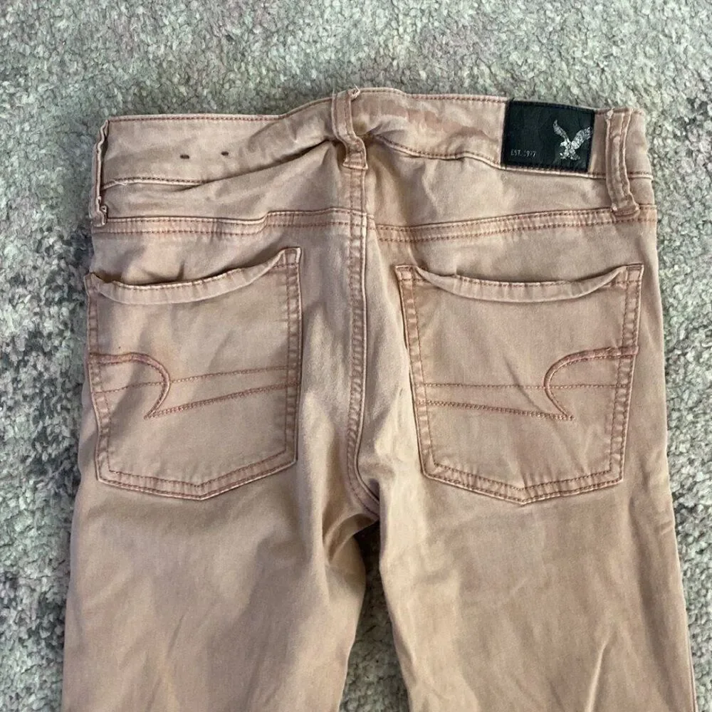 American Eagle AEO Junior Super Stretch Sateen Jegging Rose Pink Jeans Sz 2R